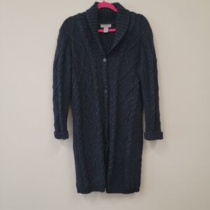 Eddie Bauer Dark Blue Cable Knit Cardigan